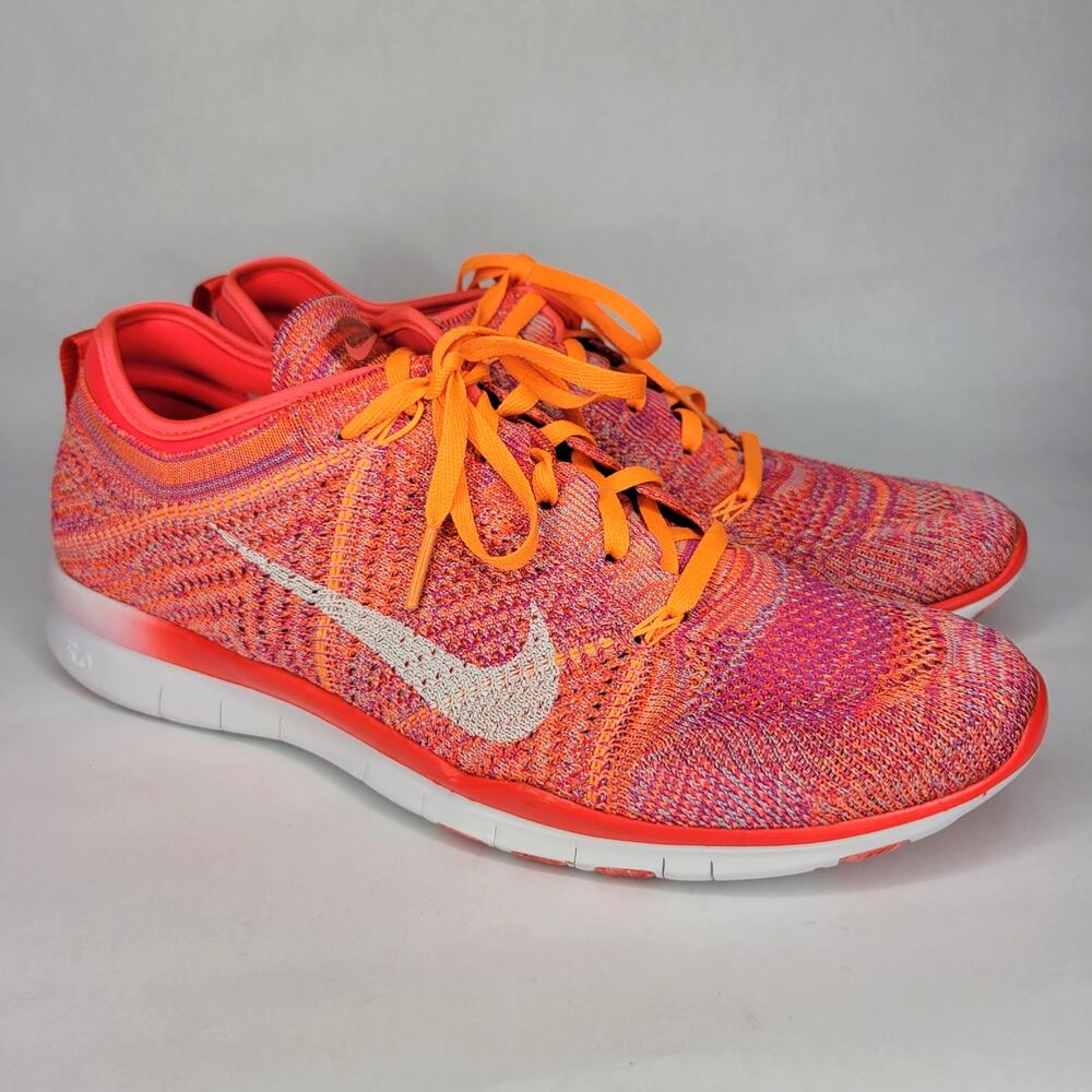Nike Free TR Flyknit Pink Orange Training Running Shoes Women's US Size 9.5